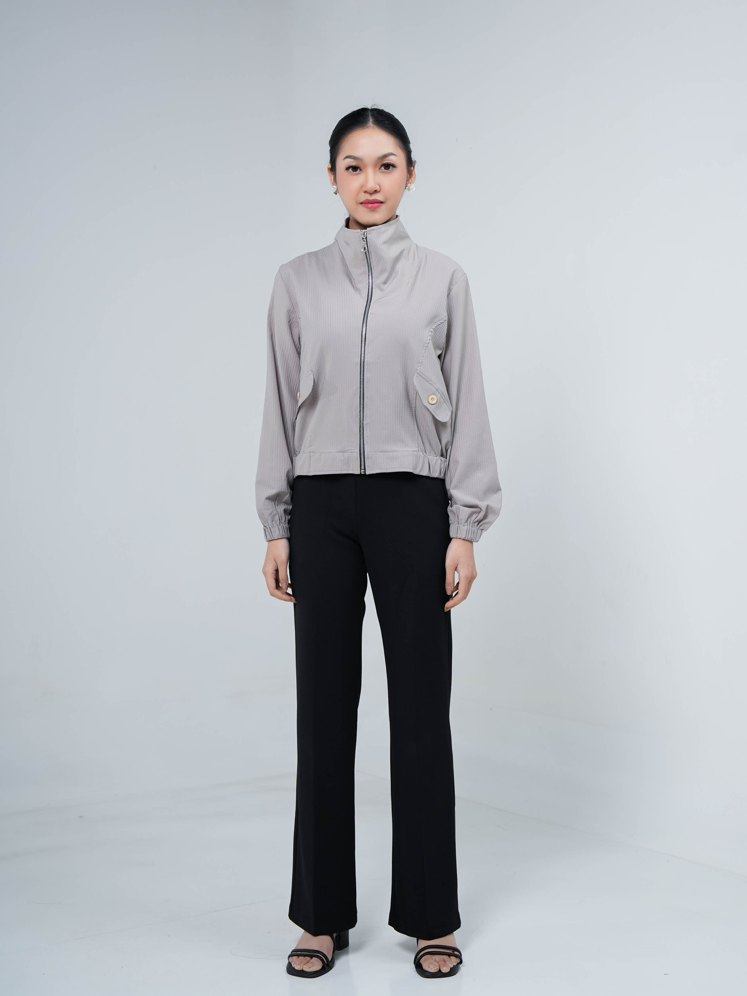 Hardware Clothing Atasan Jaket Wanita Cropped Zip Jacket
