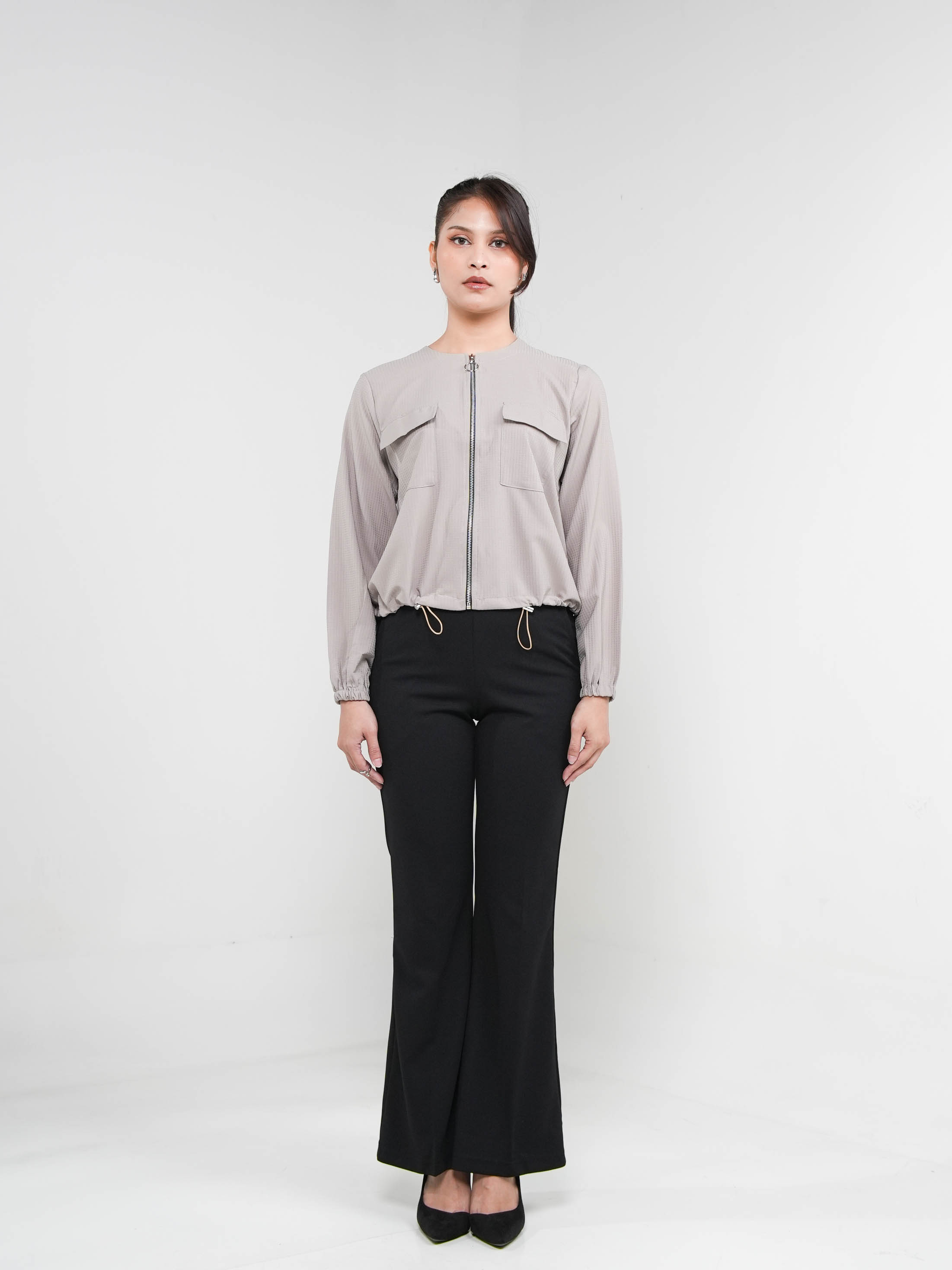 Hardware Clothing Atasan Jaket Wanita Lengan Panjang CROPPED ZIP JACKET