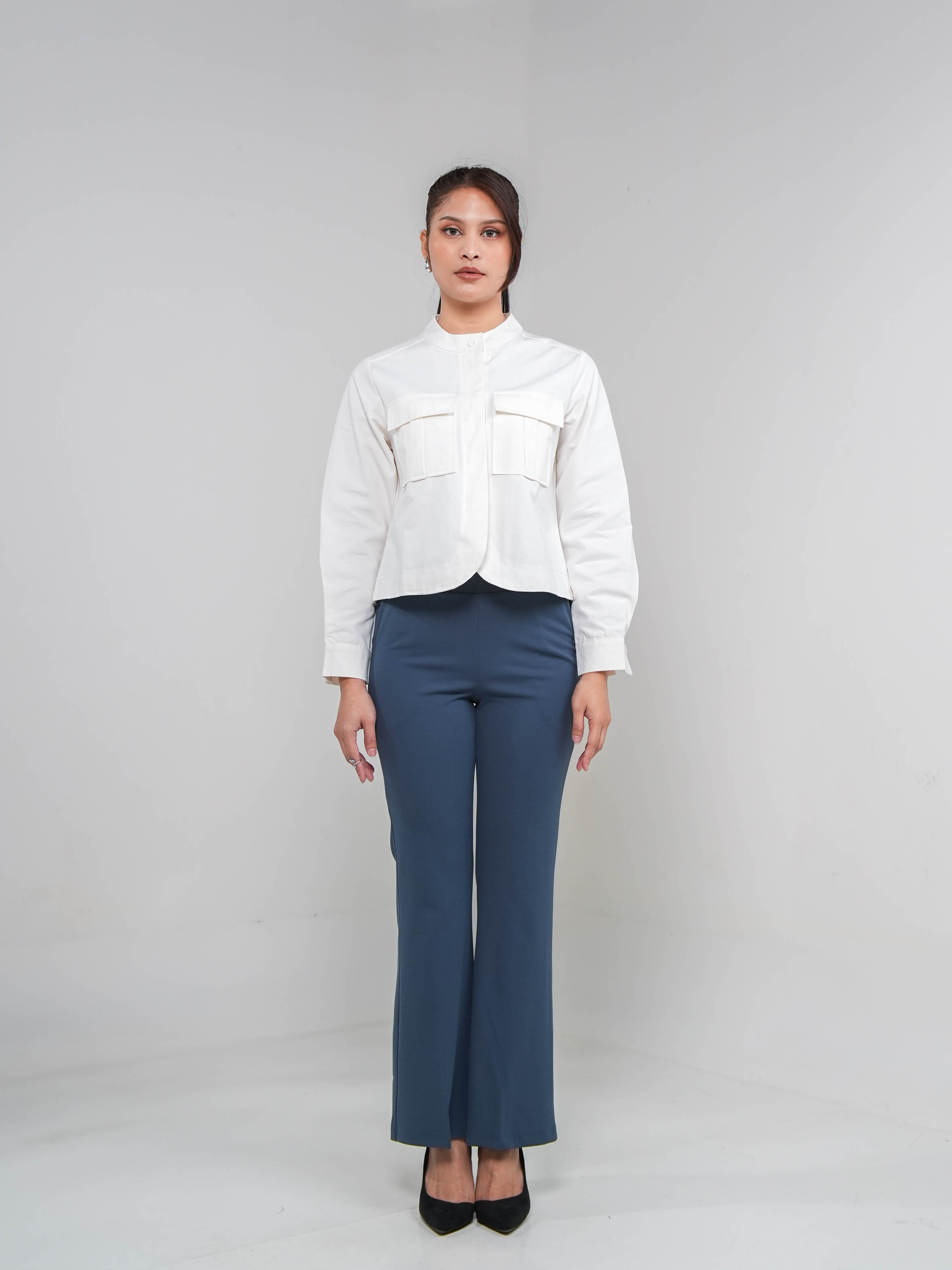 Hardware Clothing Atasan Kemeja Wanita Lengan Panjang SHIRT LONG SLEEVE HIGHNECK COLLAR