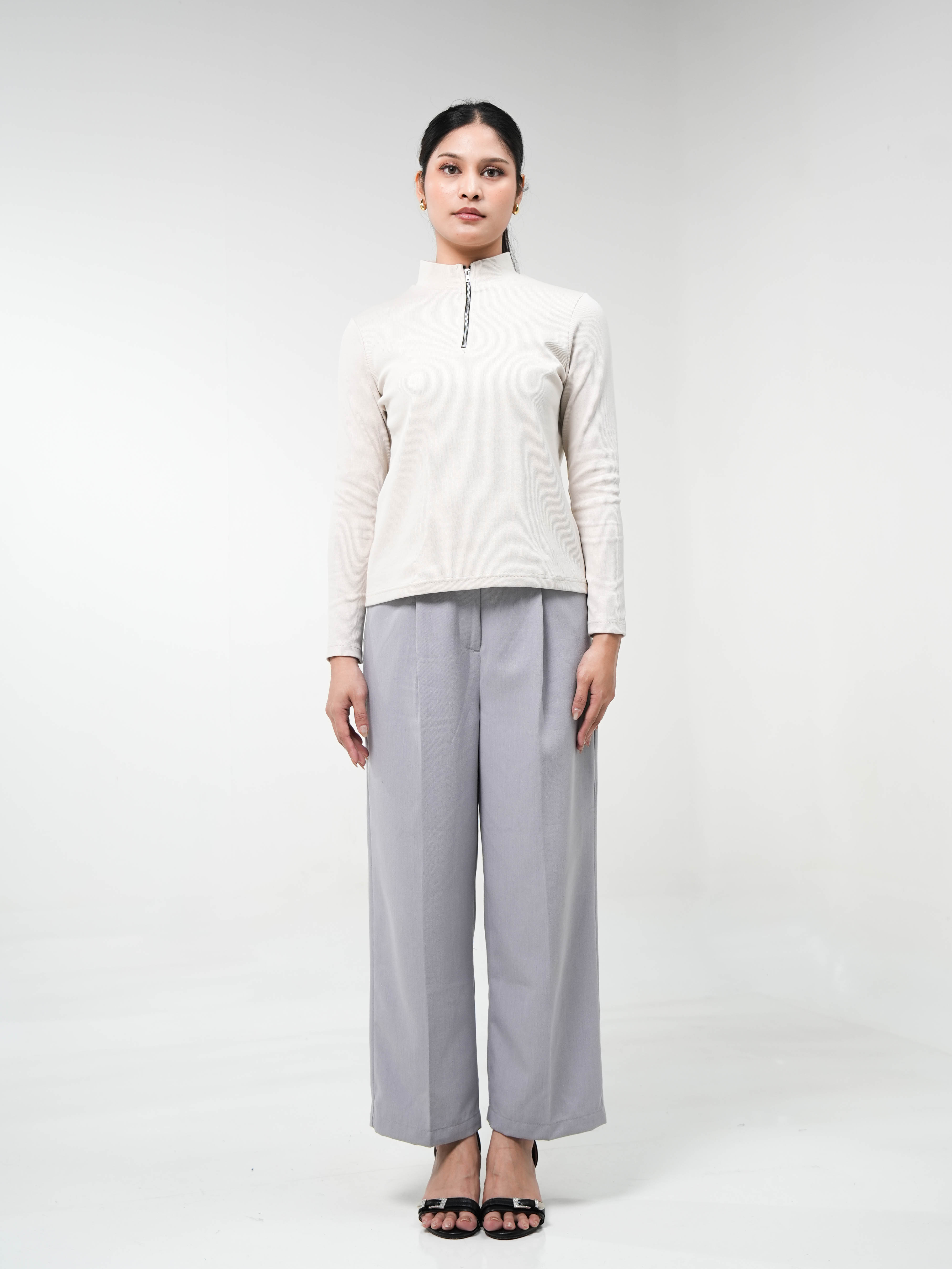 Hardware Clothing Atasan Jacket Half Zip Ribbed Turtle Neck