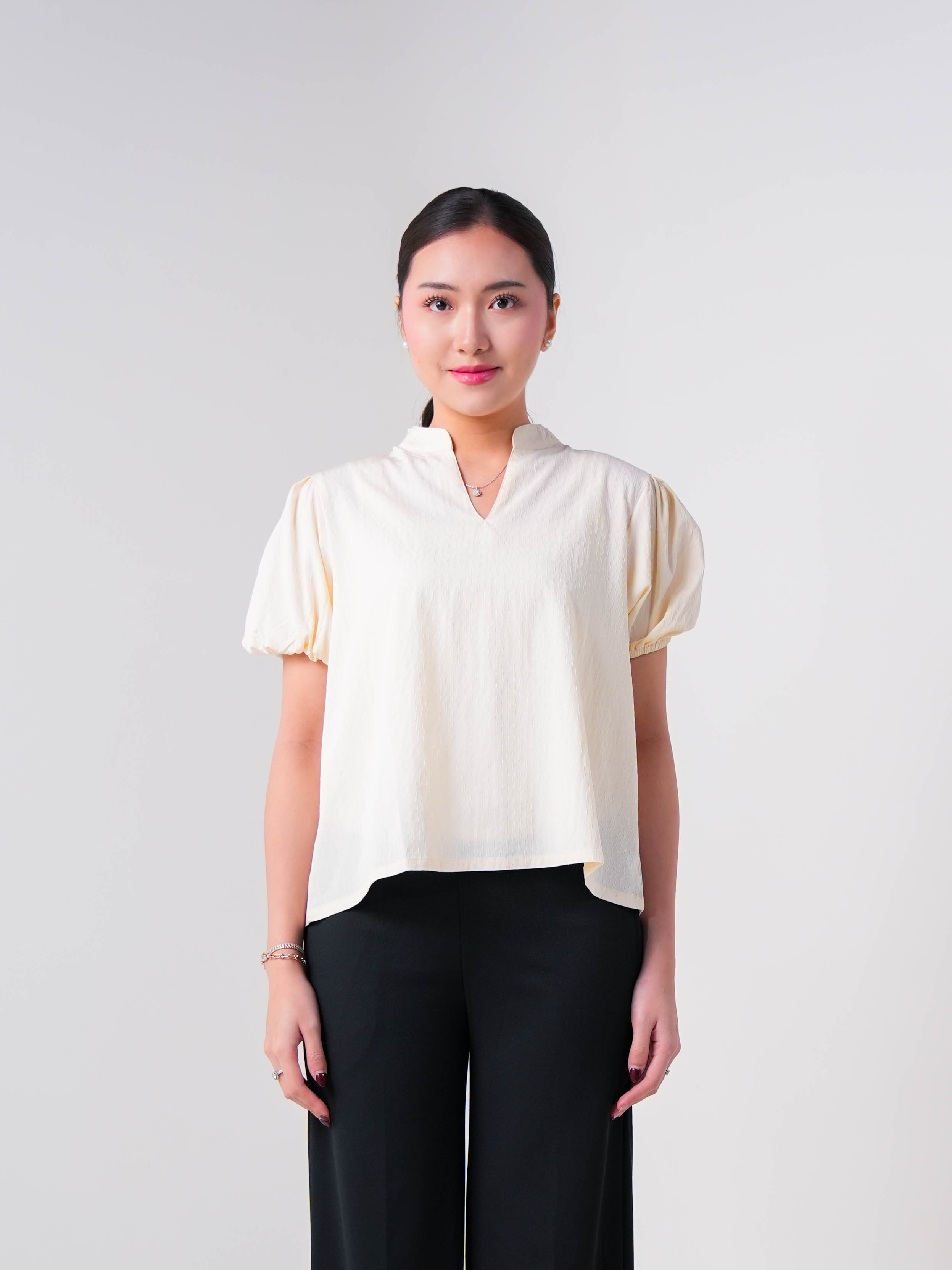Hardware Clothing Atasan Blouse Tangan Pendek Wanita Blouse Puff Sleeve