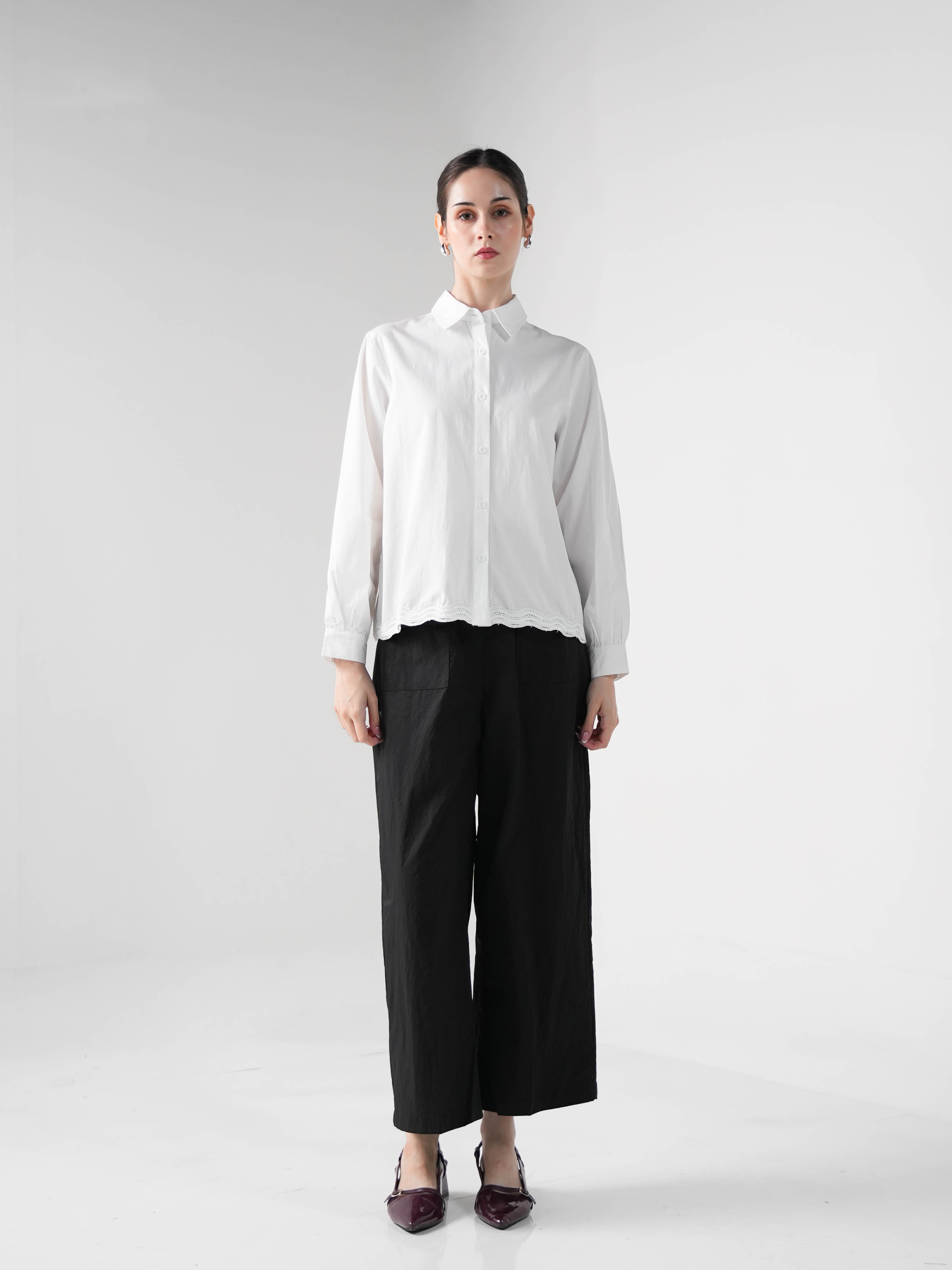 Hardware Clothing Atasan Kemeja Lengan Panjang Wanita Top Shirt Long Sleeve Wave Detail